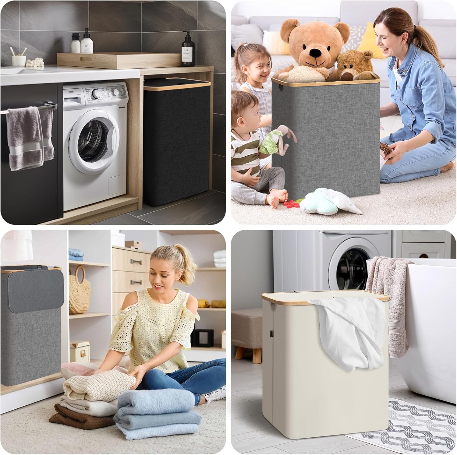 BALEINE 100L Laundry Hamper with Lid, Large Laundry Basket Bin | Large Capacity, Easy-Access Lid, Shape-Retaining Structure, Pull Handles, Ideal for Bedroom, Dorm, Laundry Room - Image 7