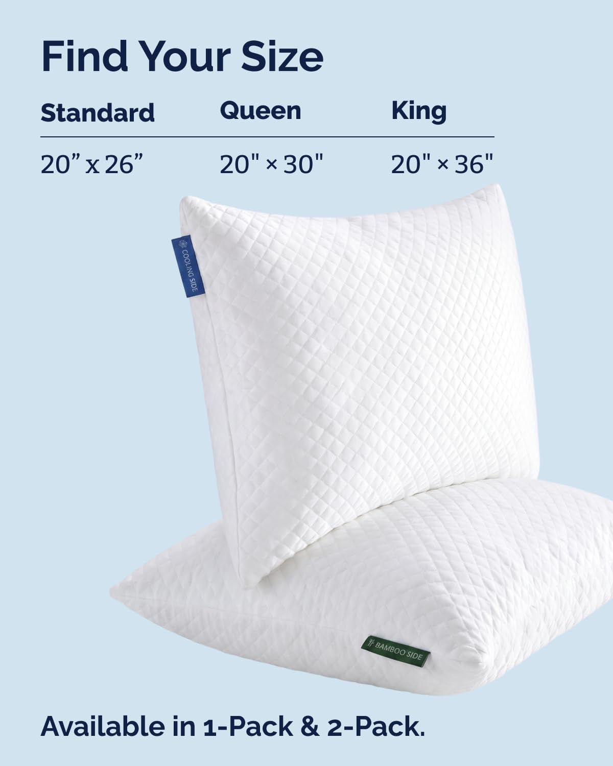 Adjustable Cooling Pillow Queen Size, Arrives Extra Full, Customizable Fill | Rayon Derived from Bamboo, Double-Sided Cooling Bed Pillow for Hot Sleepers, Adjustable Shredded Memory Foam, Soft or Firm - Image 8