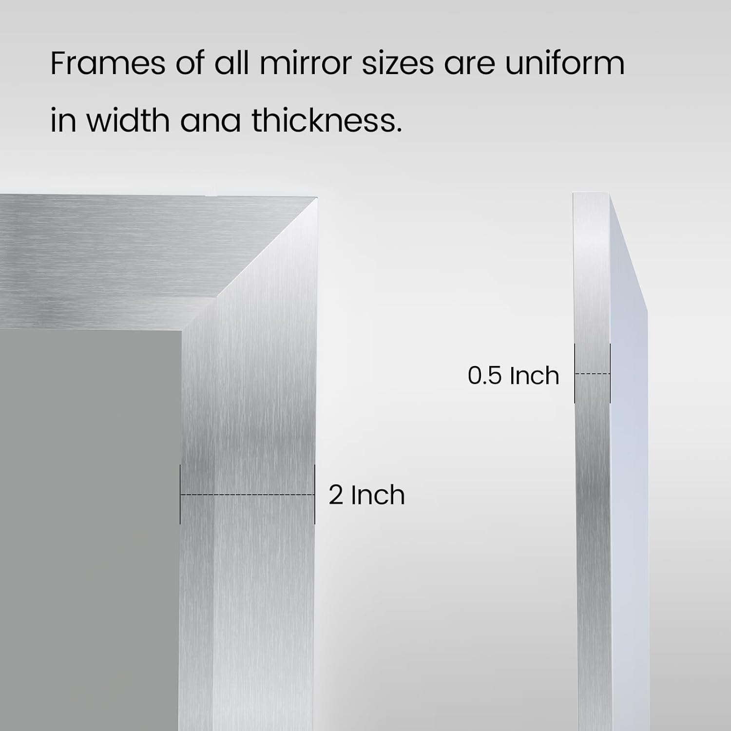 Amorho Bathroom Mirror for Wall 36x36 Inch, Brushed Silver Metal Framed | Anti-rust, HD Reflection, Tempered Glass, Mirrors for Over Sink, Bedroom, Living Room, Entryway, Horizontal or Vertical. - Image 4