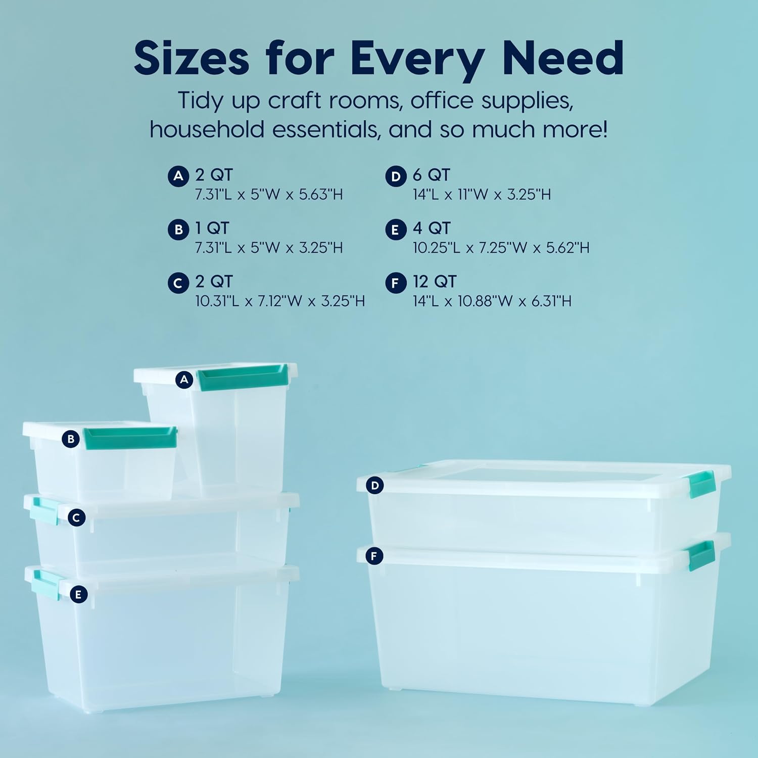 IRIS USA Storage Bins with Lids |Made in USA| 12 Qt - (4-Pack) - Clear | Sensory Craft Organizers, Plastic Clip Box Totes, Flat Containers for Organizing Paper, Office, Art & Study Supplies - Image 4