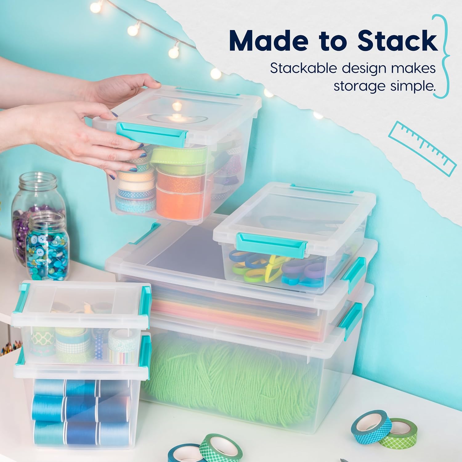 IRIS USA Storage Bins with Lids |Made in USA| 12 Qt - (4-Pack) - Clear | Sensory Craft Organizers, Plastic Clip Box Totes, Flat Containers for Organizing Paper, Office, Art & Study Supplies - Image 5