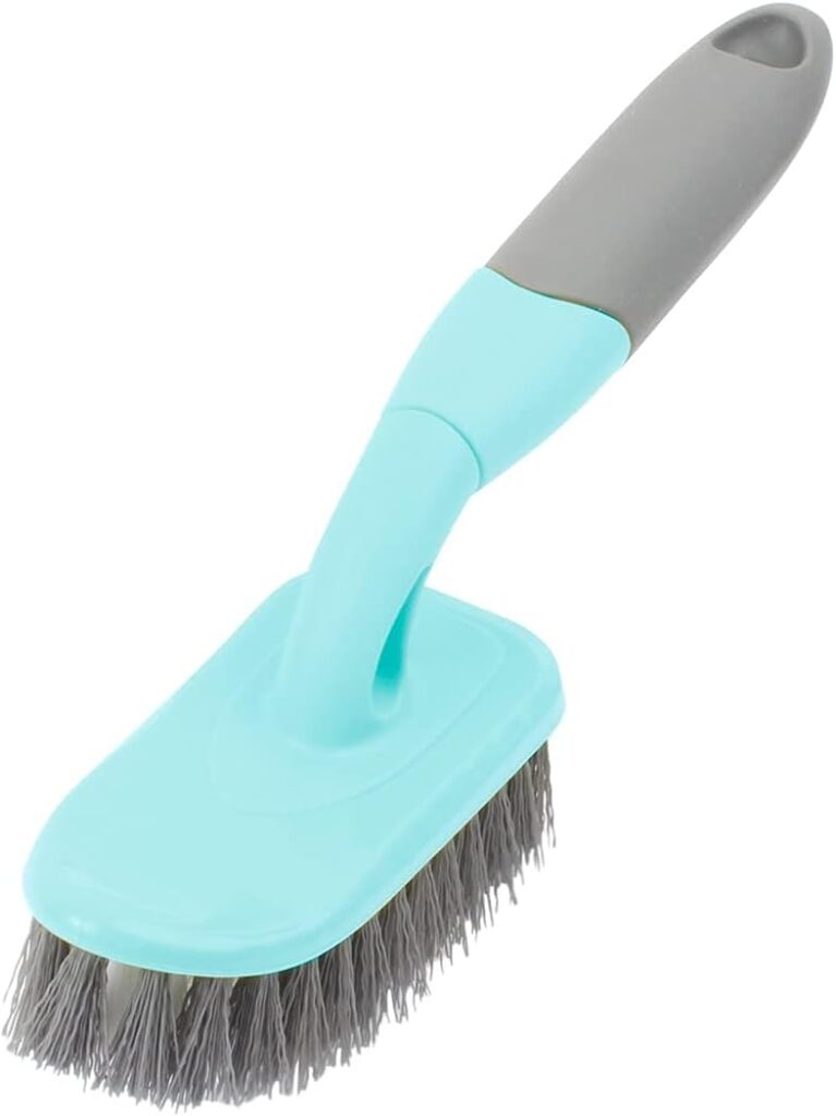 KUFUNG Scrub Brush, Cleaning Shover Scrubber with Ergonomic Handle Bristles for Bathroom Shower Sink Carpet Floor (9 inch, Blue)