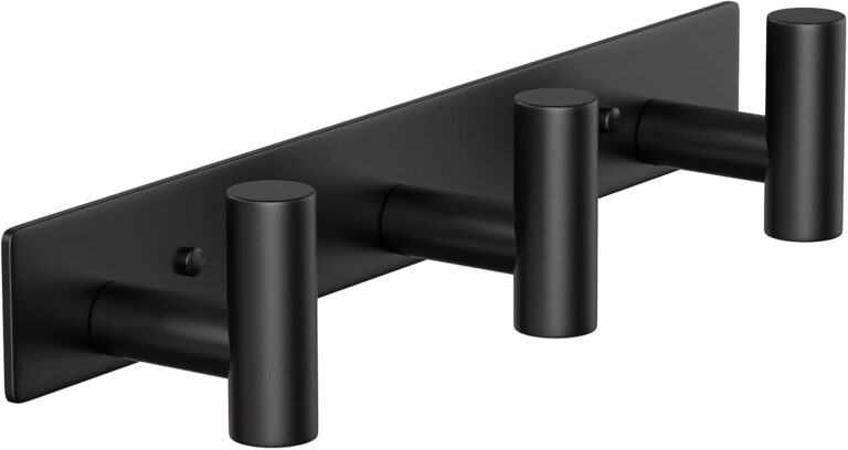 Wall Mounted Coat Rack-3 Hooks, Heavy Duty Stainless Steel Wall Hooks for Towel Coat Bag, Hat Rack Coat Hanger Coat Hooks Towel Racks for Bathroom Entryway Kitchen Hotel Office (Black, 1 Pack)