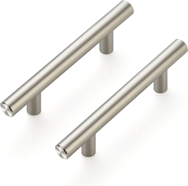 Ravinte Cabinet Handles, Brushed Nickel,5" Length,3" Hole Center,30 Pack | Stainless Steel Pull Feel, Round T-Bar Shape, Kitchen Cabinet Pulls, For Cupboards, Drawers, Dressers, Cabinets