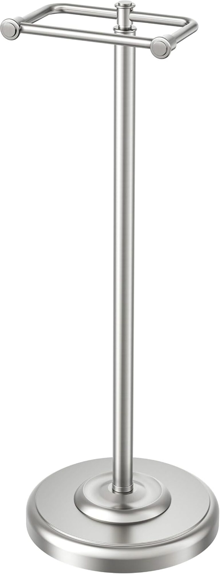 FORIOUS Toilet Paper Holder Stand, Vintage Bathroom Roll Tissue Holder | Brushed Nickel, Free Standing Toilet Paper Stand, SUS304 Stainless Steel, 4.1LBS Heavy Weighted Base Anti-Tipping