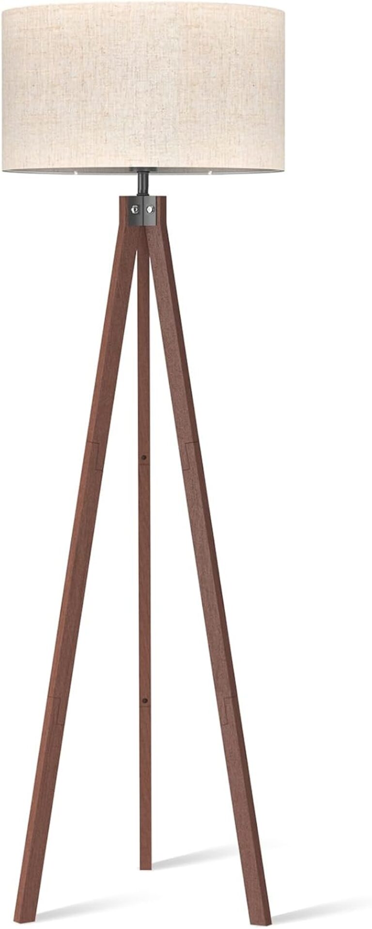 LEPOWER Tripod Floor Lamp Mid Century Modern Standing Lamps for Living Room | Light-Diffusing Linen Shade, Premium Rubberwood Tripod with E26 Base, Adding Warmth to Bedroom, Office & Study Corner Dark