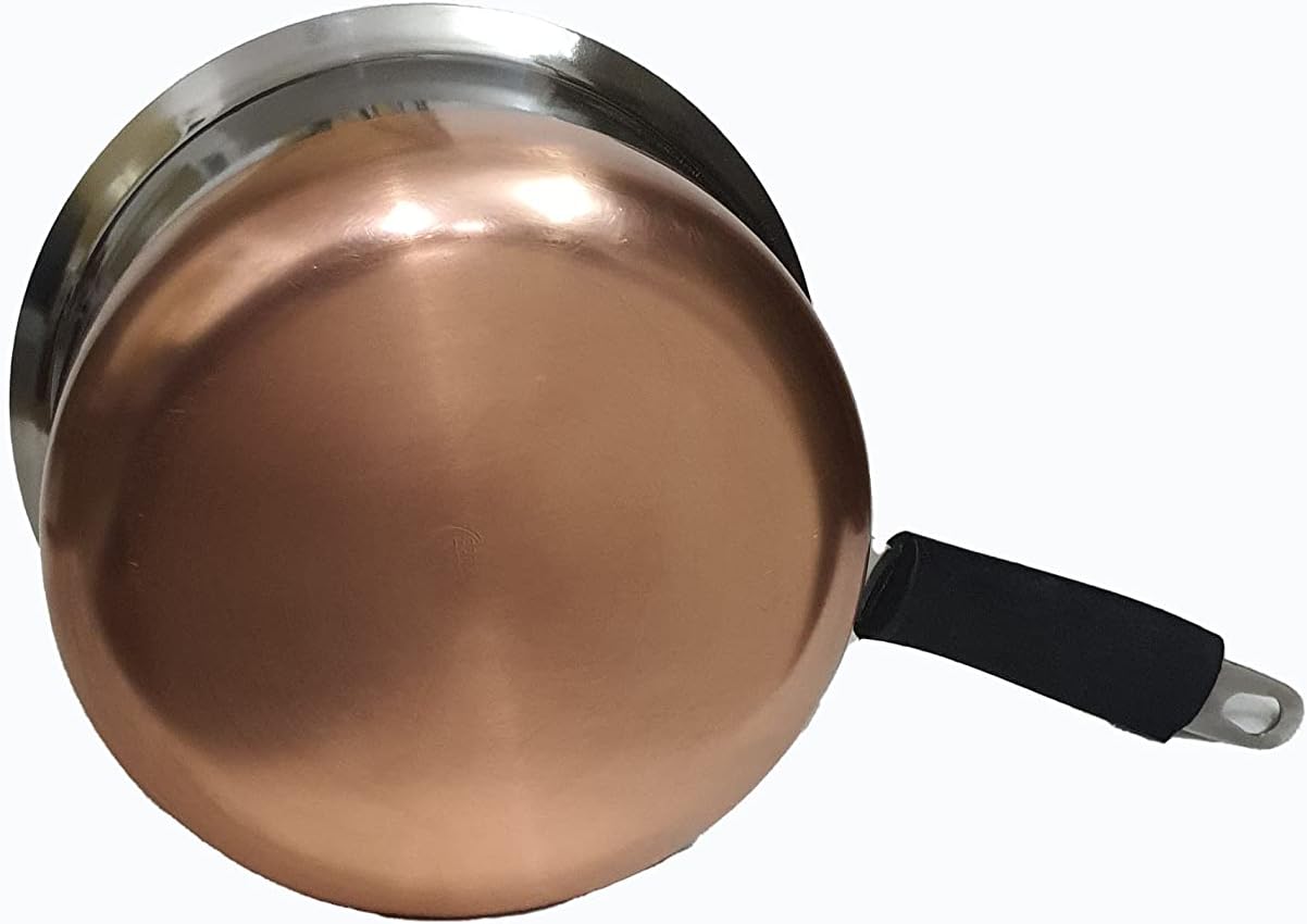 8 Pcs Set - Stainless Steel Copper Bottom Saucepan With Lid, Copper Bottom Sauce Pan Tea Coffee Pan, Tapeli Patila, Sauce Pot Cookware with Handle (800 ml, 1200 ml,1700 ml and 2000 ml) - Image 2