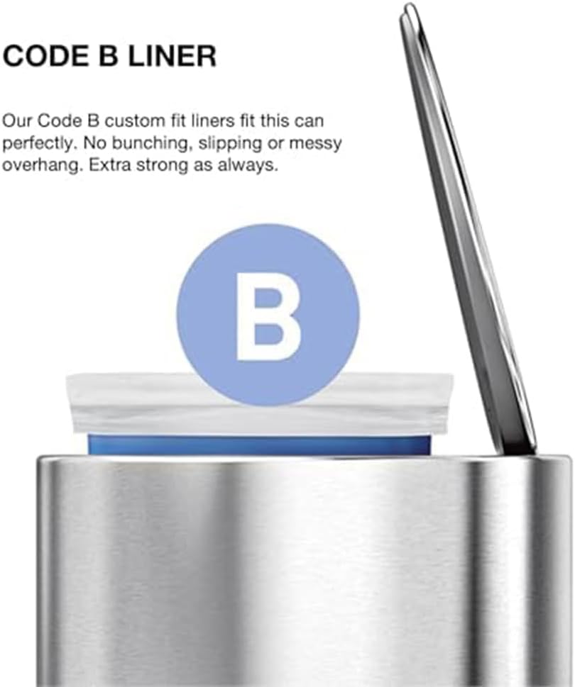 simplehuman Semi-Round Step Can, 6L / 1.6 Gallon Bathroom Trash Can, Liner Pocket®, Sleek Internal Hinge, 150,000-Step Pedal, Lid Shox® Silent Close, Brushed Stainless Steel - Image 8