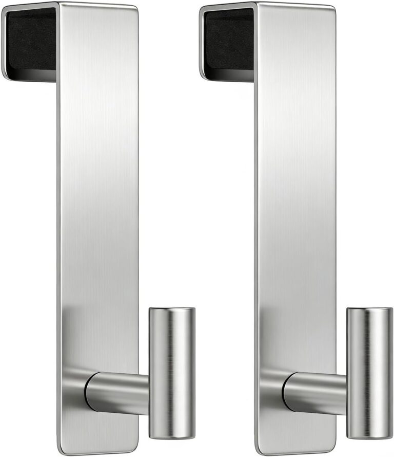 HUFEEOH Over The Door Hooks 2-Pack, Heavy Stainless Steel Coat & Towel Rack, No Drilling Scratch-Free Over Door Hanger Dorm Essentials Bathroom Accessories, Fits 1-3/4" Doors (“T” Shape - Silver)