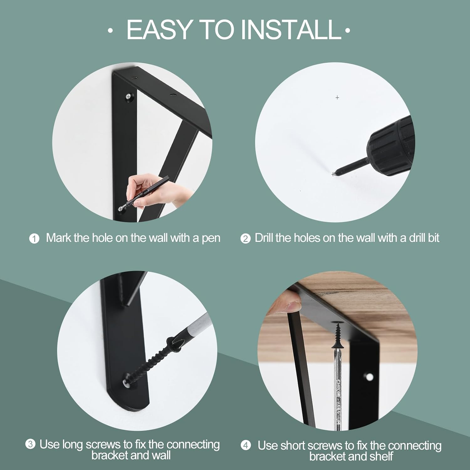 12 Pack L5 x H 3" Black Heavy Duty Shelf Brackets with Screws Metal Shelf Brackets Shelf Support Angle Brackets for Shelves L Brackets Heavy Duty Floating Shelf - Image 3