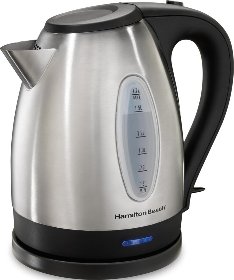 Hamilton Beach 1.7 Liter Electric Tea Kettle, Water Boiler & Heater | Fast Boiling 1500 Watts | BPA Free | Cordless Serving | Auto-Shutoff & Boil-Dry Protection | Stainless Steel | 40880G