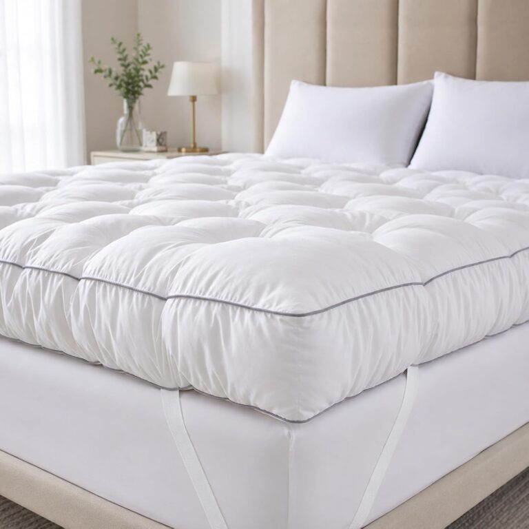 SHOUREN 5 Inch Memory Foam Mattress Topper Queen for Back Pain Relief | 5 Inch Extra Thick Gel Memory Foam Topper with Pressure Relief, Body Contouring Support, 4-Way Straps and Plush Comfort