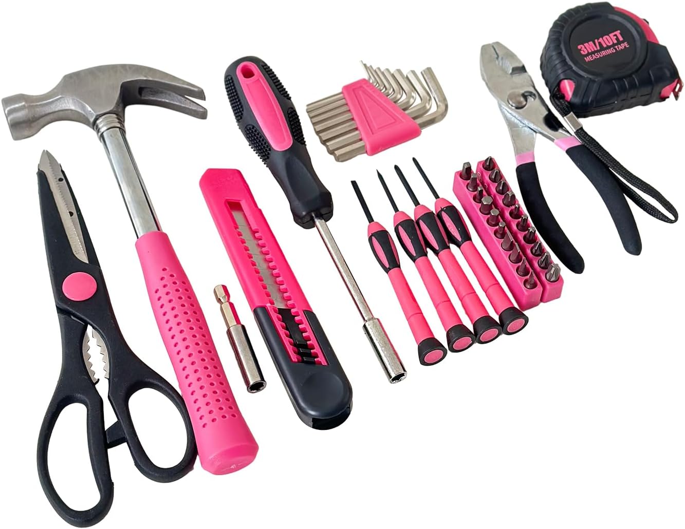 Hantinstom 39-Piece Household Tools Kit Essential Home Repair Set with Plastic Toolbox Ideal for College Students, Home Use & More - Image 2
