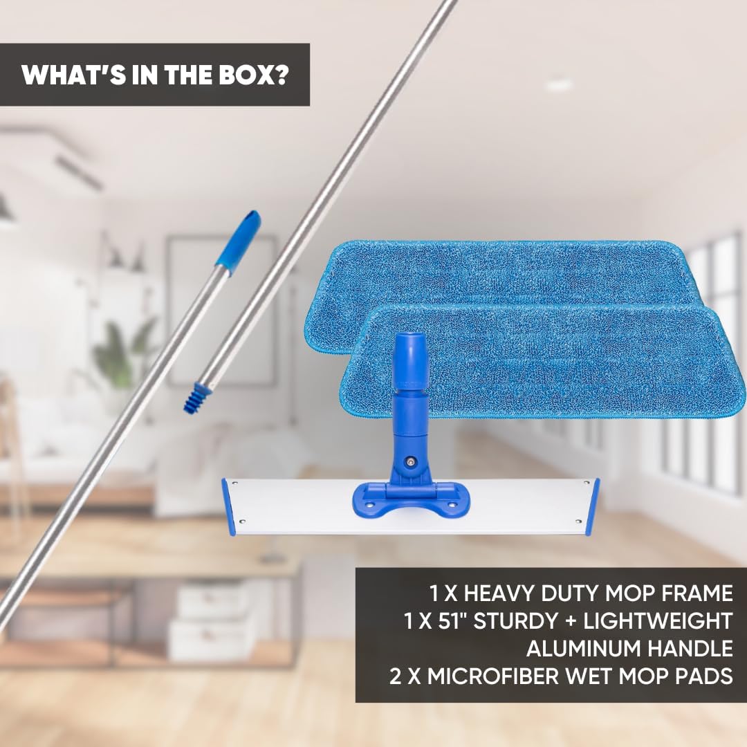 Cinch Mop - Microfiber Mop for Hardwood Floors - Flat Mops System for Wood, Tile, Laminate, Vinyl, 2 Wet Pads Refills, Reusable Micro Fiber Mopping Heads - Image 6
