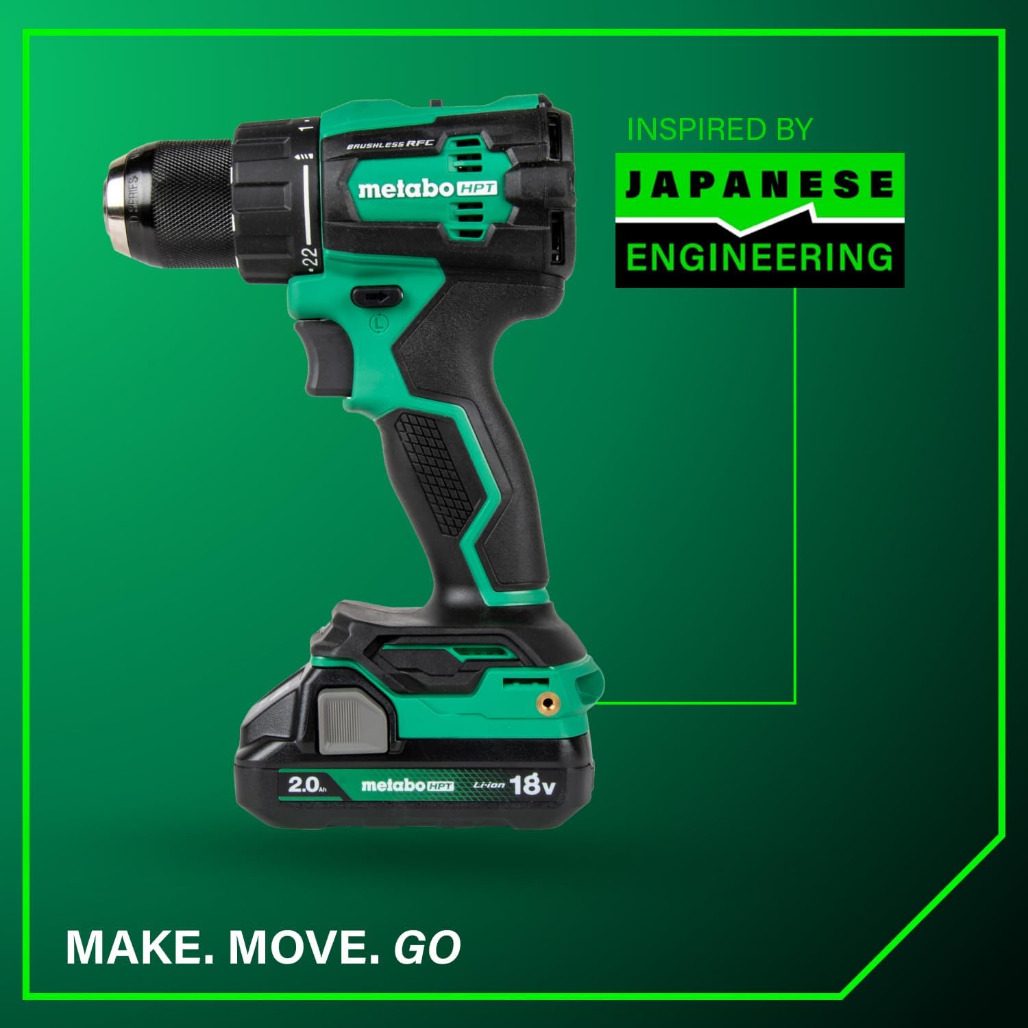 Metabo HPT 18V MultiVolt 1/2" Cordless Brushless Driver Drill Kit, High Power Drill Set with Bag, 2 Lithium-Ion Metabo Batteries and Charger, Compact Lightweight Power Driver, DS18DEX - Image 11