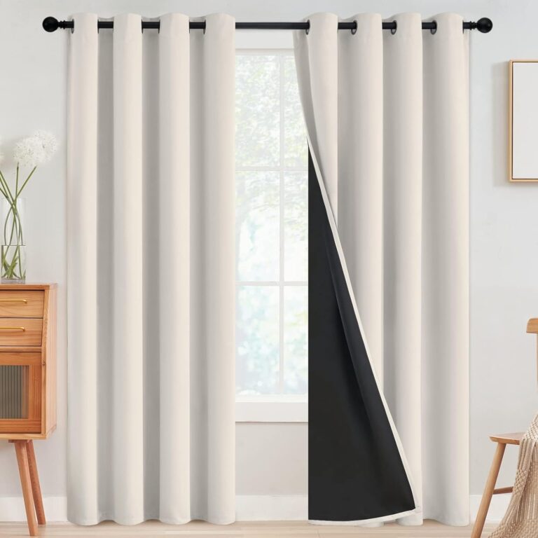 SimpleHome Cream 100% Blackout Curtains Room Darkening Living Room 84 Inch | Curtains for Bedroom,Thermal Insulated Grommet Window Drapes,Curtains for Living Room with Black Back,52 x 84 Inch,2 Panels