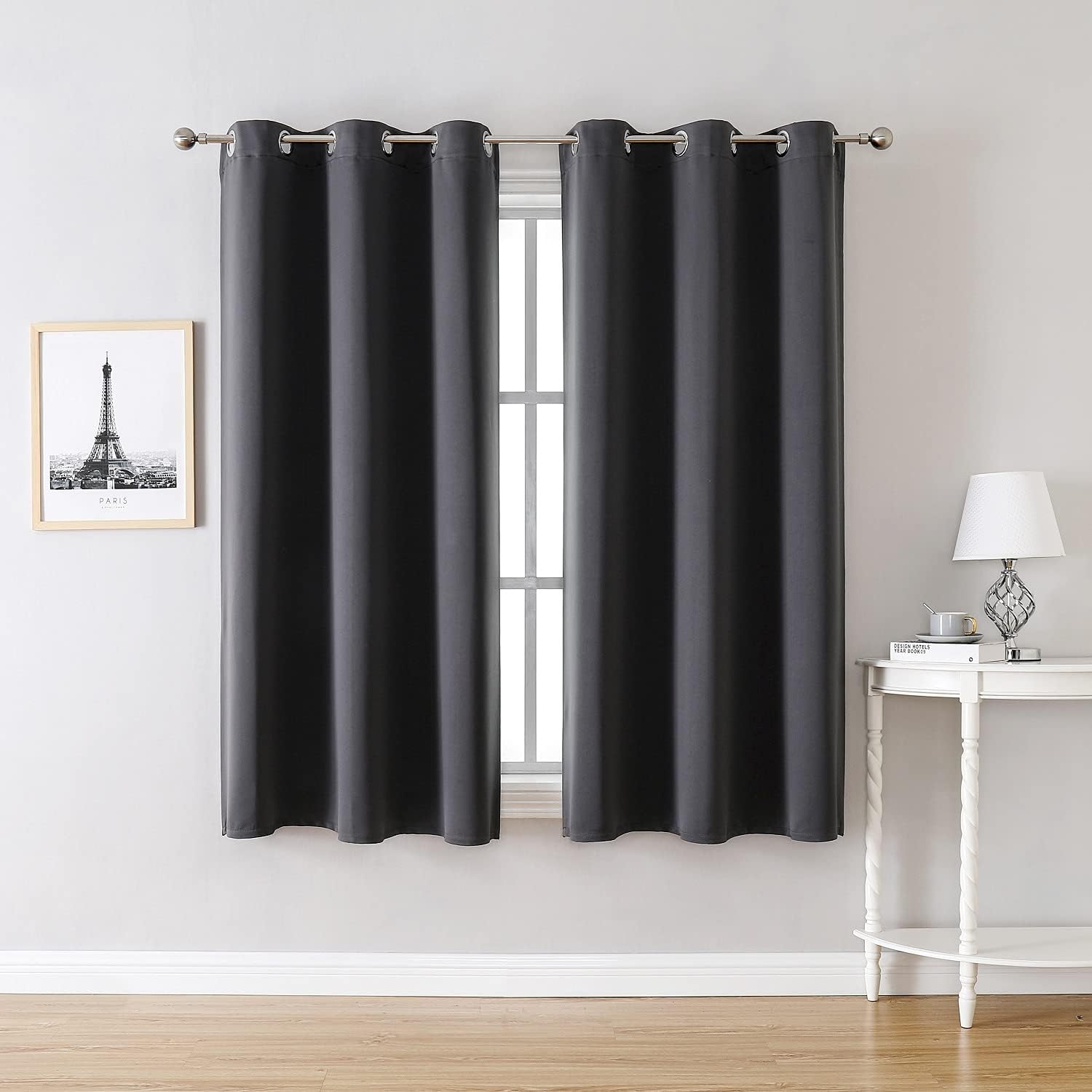 ChrisDowa Blackout Curtains for Bedroom and Living Room 63 Inches Long | 2 Panels Set, Thermal Insulated, Light Blocking, Room Darkening, Grommet, Window Drapes, Dark Grey, 42 x 63 Inch - Image 2