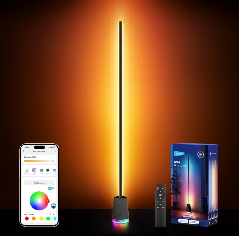 NEEWER NF06 RGB IC CW Smart Floor Lamp, 1500lm LED Standing Corner Light, APP/AI Design/Music Sync, 16 Million Color Ambient Lighting Compatible with Google and Alexa, Living Room Bedroom Home Decor