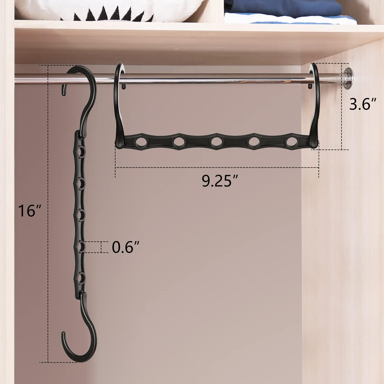 AMKUFO 6 Pack-Closet-Organizers-and-Storage, Space-Saving-Hangers Black | Magic-Hangers, Closer-Organizer-for-Closet-Organization, Space-Saver-Hanger-Organizer-for-Multipurpose, Dorm-Room-Essentials - Image 6