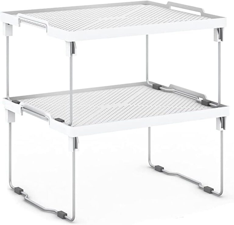 ums Kitchen Shelves Cabinet Organizer, Stackable Freezer Rack, Cupboard Box Organizer, Shelf Riser, Usable Storage Rack for Spice, Fridge Shelf Riser, (12x11 inch), Pack of 2
