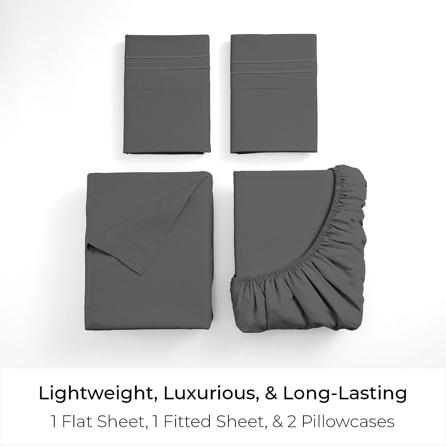 Mellanni Iconic 4-Piece, Ultra Soft Sheet Set (Full, Gray) | 10M+ Sleepers. Lab-tested: Sleeps Cool, Stays Bright, Strong, Smooth. Good Housekeeping Best Bedding, 7 yrs running. - Image 3