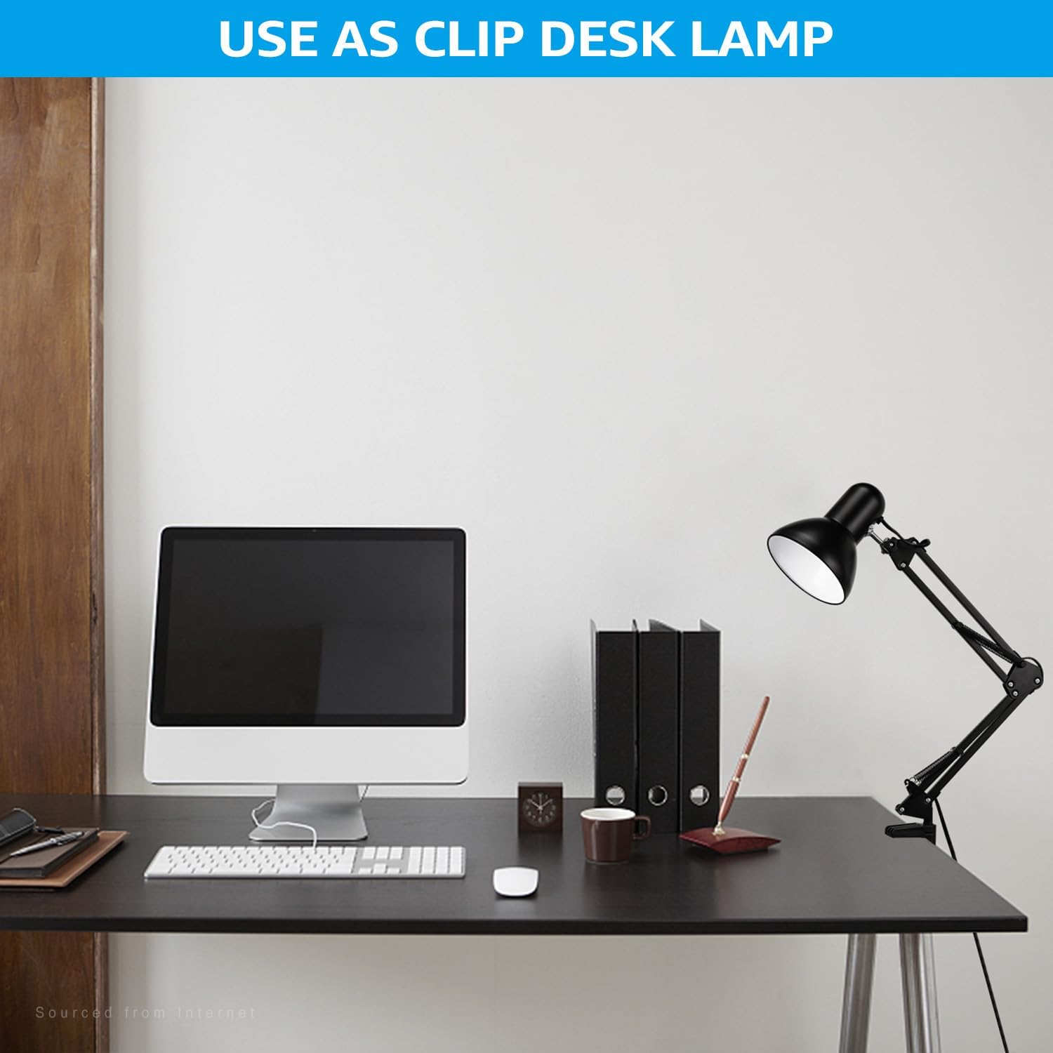 TORCHSTAR Metal Desk Lamp, Adjustable Swing Arm, E26, Black | Architect Gooseneck Multi-Joint Clip Table Lamp with Plastic Clamp, for Home Office, Work, Study, Reading, Bulbs not Included - Image 4