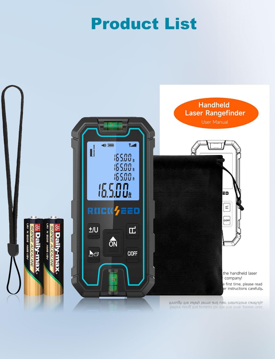 Laser Measuring Tool, RockSeed Portable Laser Measure, Digital Distance Measurement with 2 Bubble Levels, Laser Tape Measure with 5 Units Conversion - Image 9