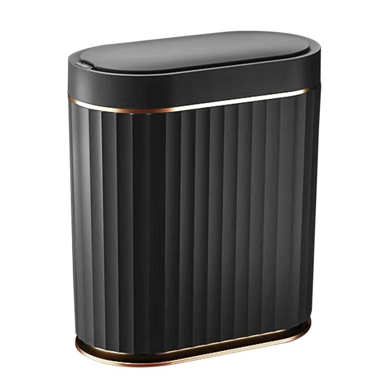 ELPHECO Black Bathroom Trash Can with Lid 2 Gallon Sensor Trash Bin, Automatic Narrow Garbage Can, Waterproof Smart Trash Can, Slim Motion Sensor Waste Bins for Bathroom, Living Room, Office | Automatic Garbage Can, IPX5 Waterproof Plastic Wastebasket, Slim Trash Bin for Bathroom, Living Room and Office