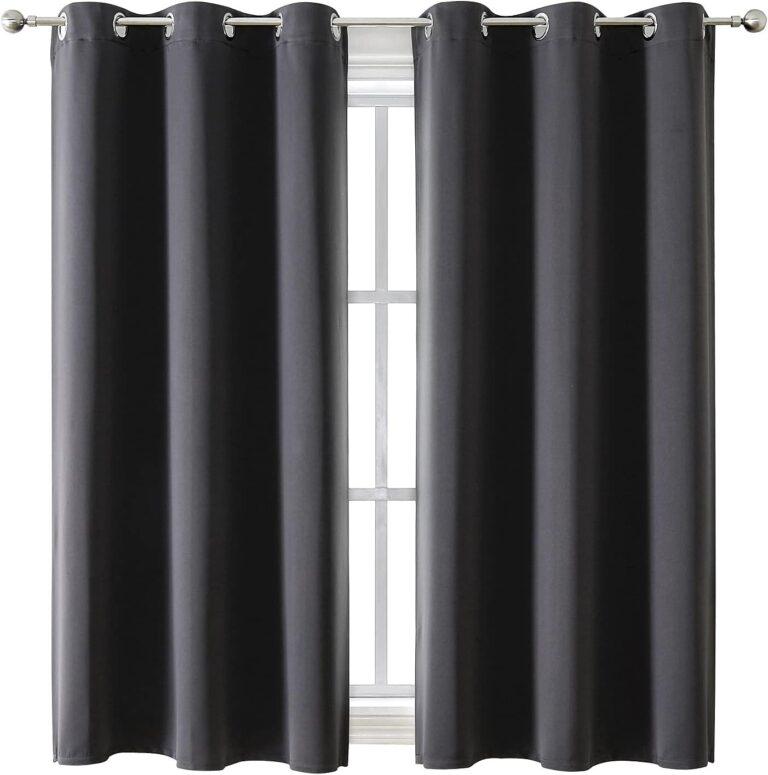 ChrisDowa Blackout Curtains for Bedroom and Living Room 63 Inches Long | 2 Panels Set, Thermal Insulated, Light Blocking, Room Darkening, Grommet, Window Drapes, Dark Grey, 42 x 63 Inch