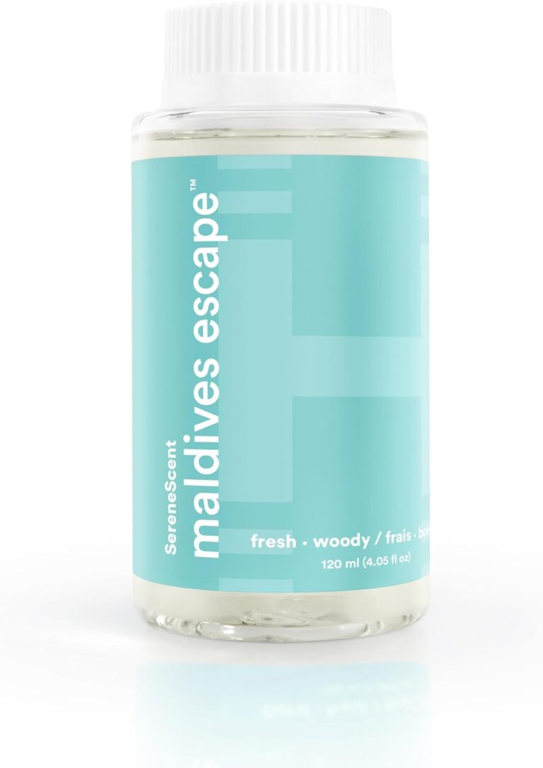 Homedics SereneScent Waterless Diffuser Oil Refill Maldives Escape (120ml) | Clean, Safe, Luxurious Hotel-Inspired Home Fragrance. Compatible with SereneScent Diffusers. Easy Twist Plug & Play