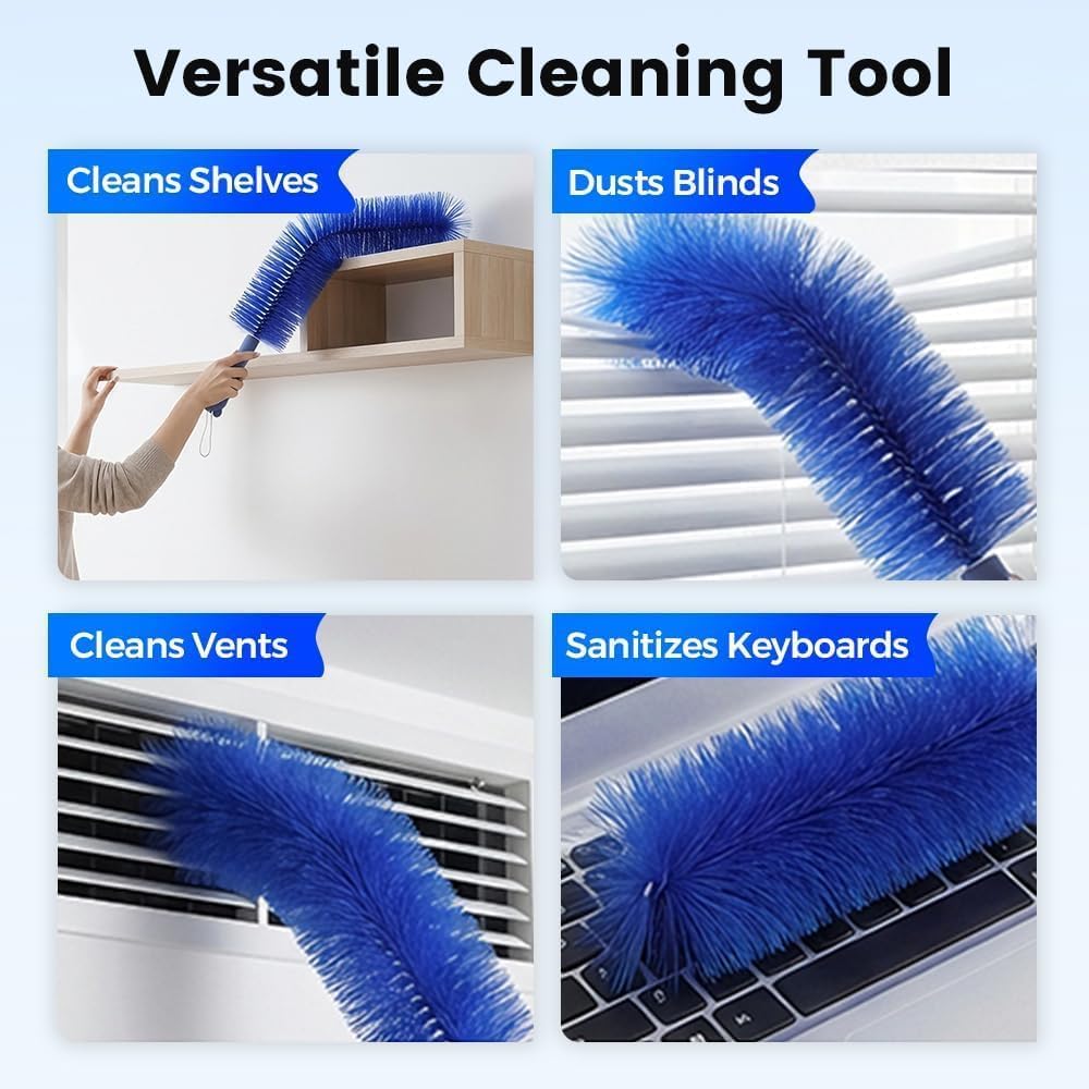 Upgrade Reusable Bendable Cleaning Brush for Home Electric Fan Air Conditioner Car Vent Curtains Cleaner,2026 New Bendable Microfiber Duster.(Blue) - Image 5