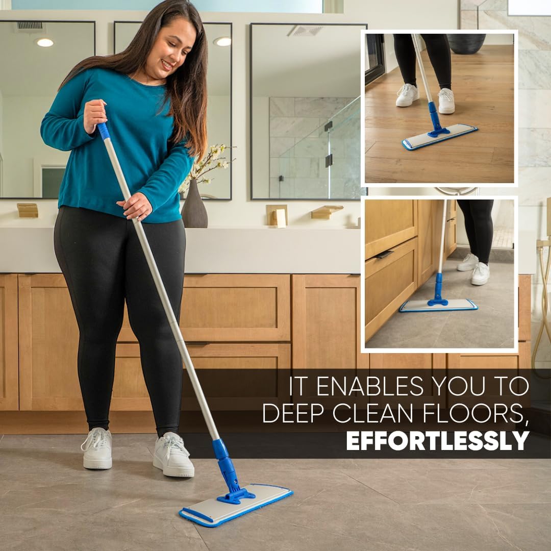 Cinch Mop - Microfiber Mop for Hardwood Floors - Flat Mops System for Wood, Tile, Laminate, Vinyl, 2 Wet Pads Refills, Reusable Micro Fiber Mopping Heads - Image 5