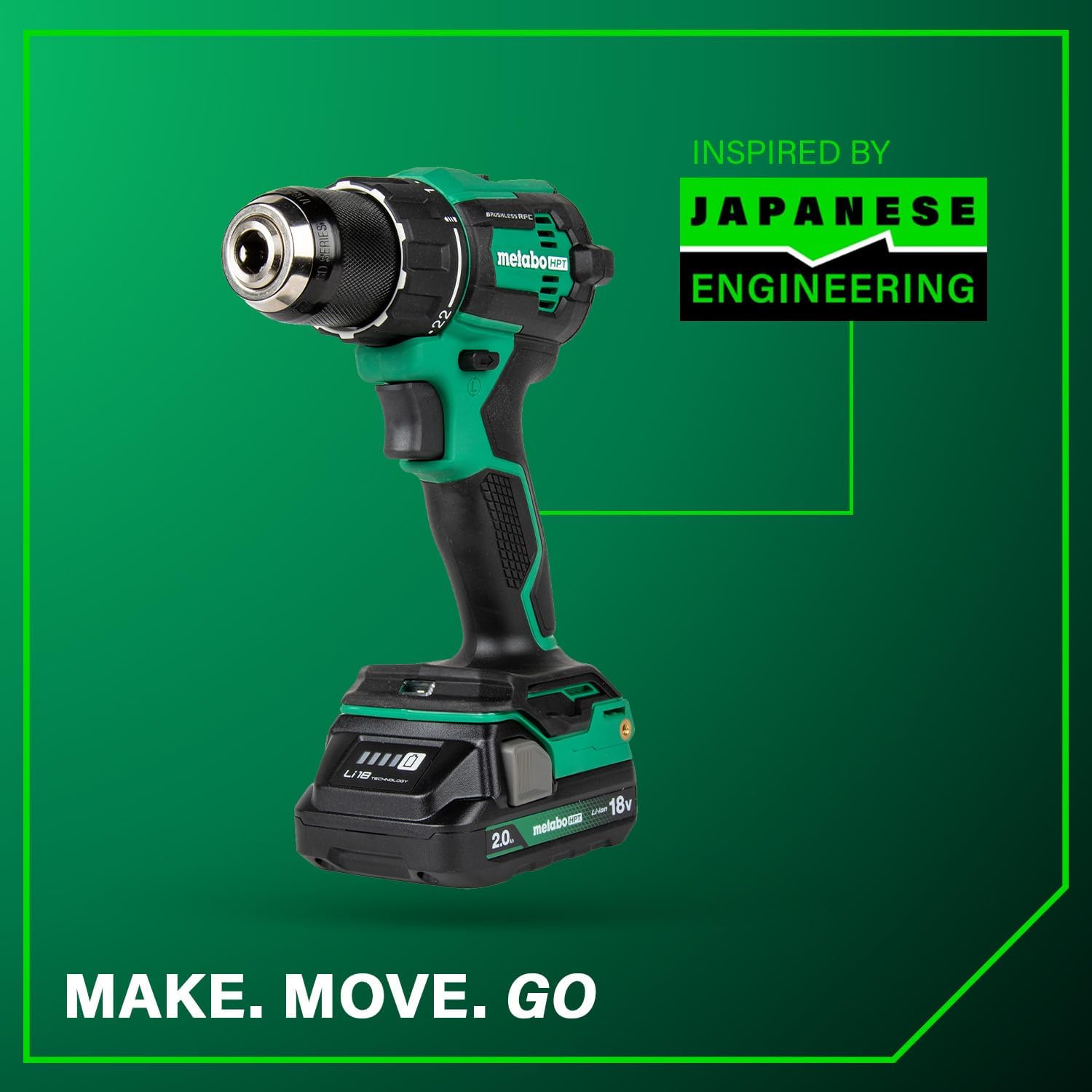 Metabo HPT 18V MultiVolt 1/2" Cordless Brushless Driver Drill Kit, High Power Drill Set with Bag, 2 Lithium-Ion Metabo Batteries and Charger, Compact Lightweight Power Driver, DS18DEX - Image 13