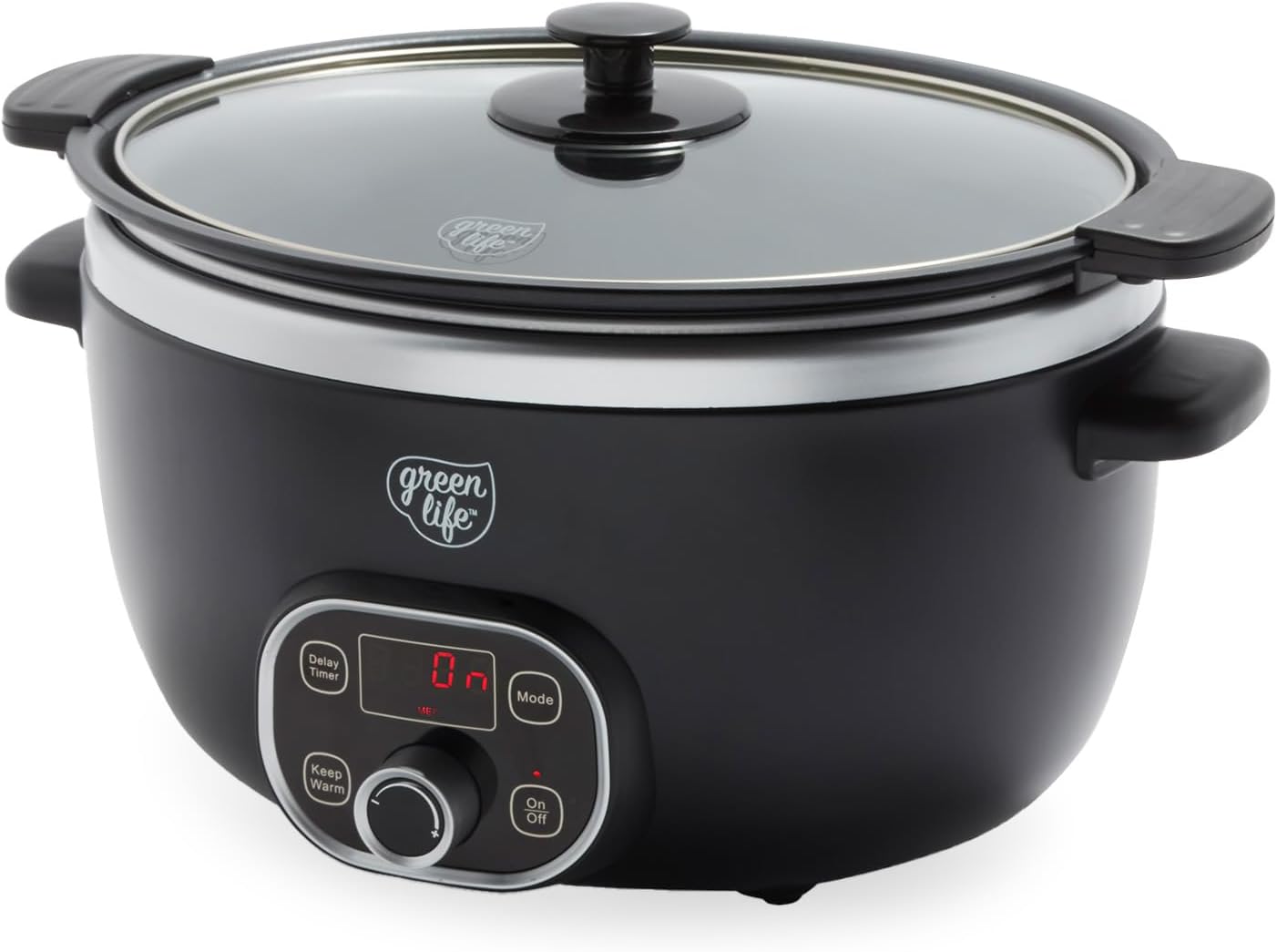 GreenLife 6QT Ceramic Nonstick Slow Cooker, Cooktop/Oven Safe, Black | PFAS-Free Nonstick Removeable Inner Pot, Dishwasher Safe Components, Programmable, Keep Warm, Delay Timer, Family Sized