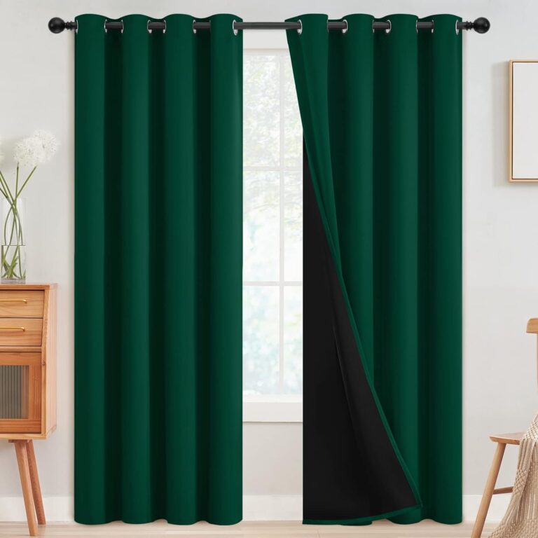SimpleHome Dark Green 100% Blackout Curtains Room Darkening Living Room 84 | Curtains for Bedroom,Thermal Insulated Grommet Window Drapes,Curtains for Living Room with Black Back,52 x 84 Inch,2 Panels