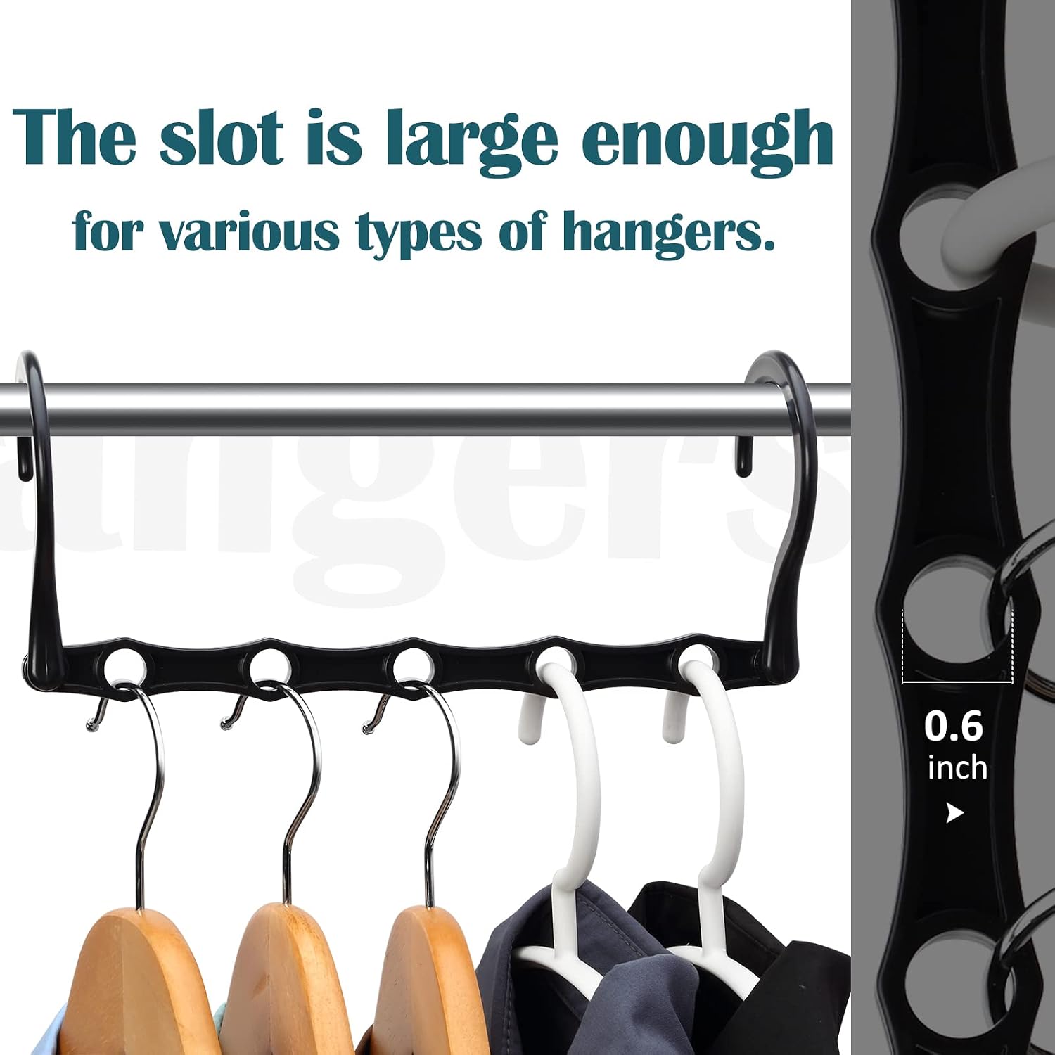AMKUFO 6 Pack-Closet-Organizers-and-Storage, Space-Saving-Hangers Black | Magic-Hangers, Closer-Organizer-for-Closet-Organization, Space-Saver-Hanger-Organizer-for-Multipurpose, Dorm-Room-Essentials - Image 5