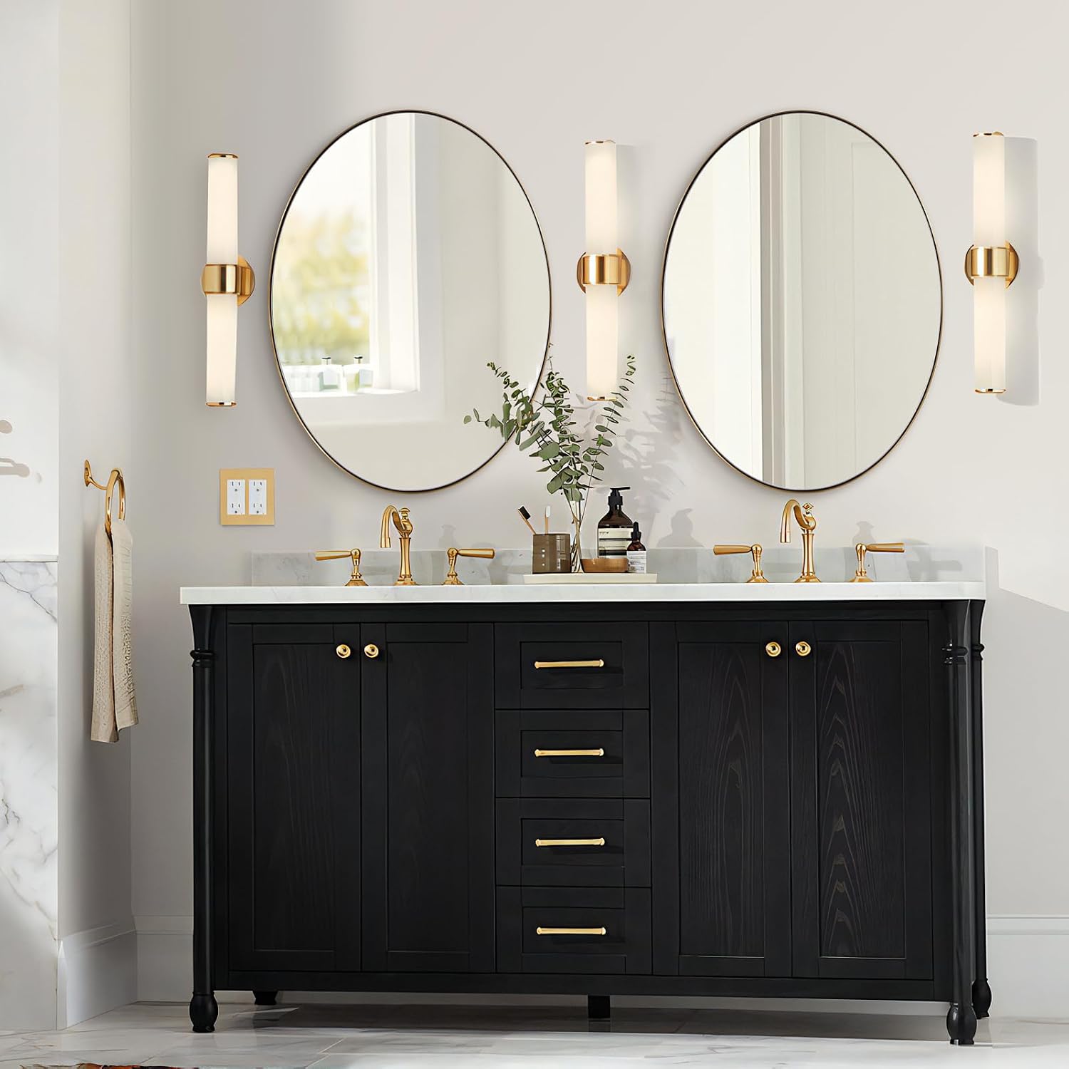 Gold Oval Mirrors for Bathroom, 24x36 Inch Brushed Gold Stainless Steel Metal Framed Oval Wall Mirror, Modern Vanity Mirror Wall Mount Horizontal or Vertical - Image 7