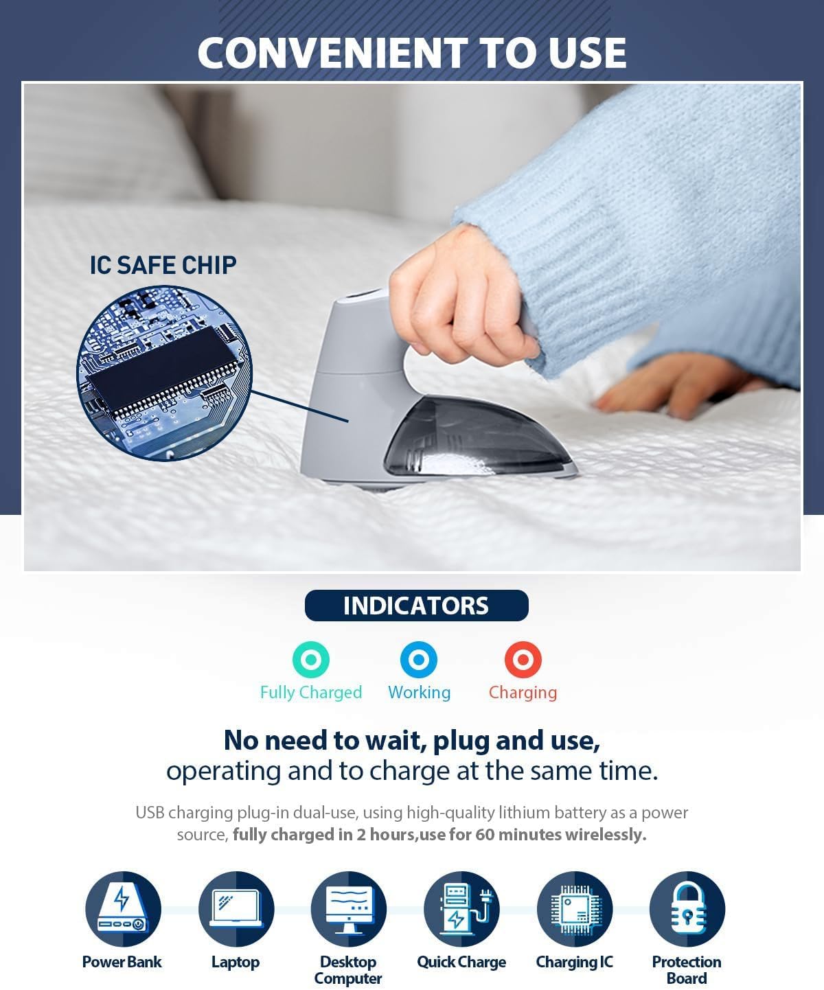 Bymore Fabric Shaver, Lint Shaver, Sweater Shaver for Clothes, Gray | Large 65mm head and six-leaf blades cover more area in fewer passes for fast, even care on sweaters, couches and furniture - Image 8