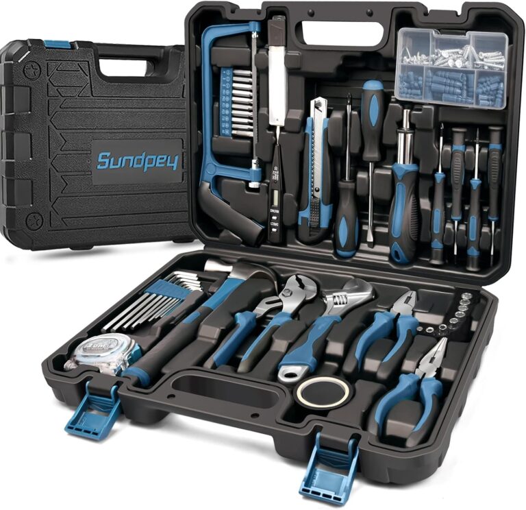 Sundpey 148 Pcs Portable Basic Hand Repair Home Tool Kit Set with Case Blue | with Ratchet Screwdriver & Adjustable Wrench & Water Pump Pliers, for Men Women, for Household House Garage Apartment Dorm