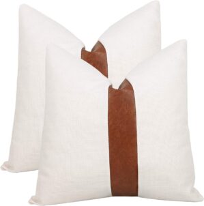 cygnus Set of 2 White Linen Patchwo...