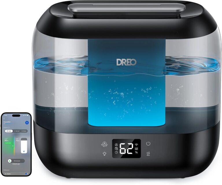 DREO Smart Humidifiers for Bedroom, 4L Cool Mist Humidifier | Top Fill, Quiet Sleep 28 dB, 36H Runtime for large room, Touch/APP/Voice Control, Nightlight, ideal for Baby, Plants, Nursery