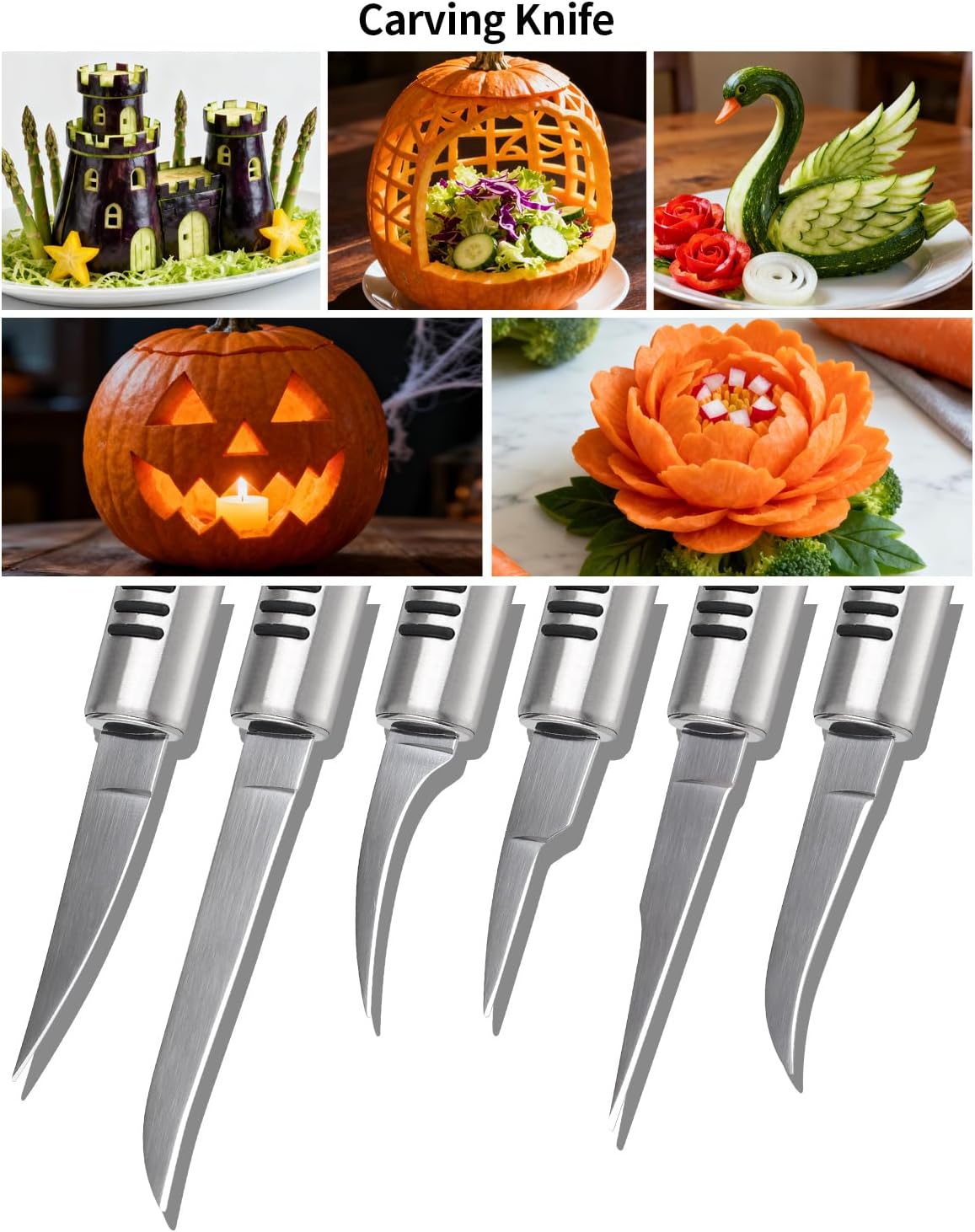 BURLIHOME 12Pcs Fruit&Veggie Carving Knife Set,Garnish Tool,Stainless Steel | Carrot Floral Fruit Carving,Holiday Table Centerpiece Accent,For Fruit & Cheese Boards,Meal Prep,Impress Guests at Gathering - Image 2