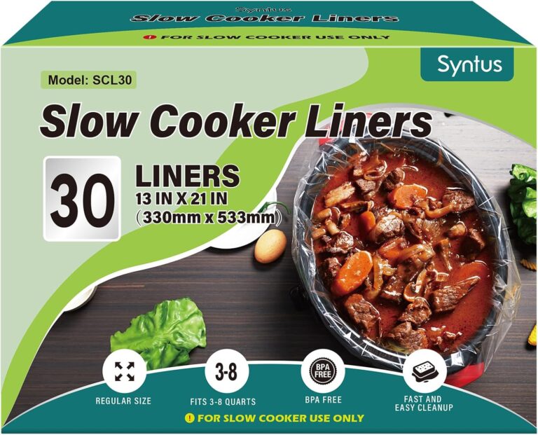 Syntus 30 Slow Cooker Liners, Large Size 13"x 21" Fit 3QT to 8QT Pots | BPA Free, Heat-resistant Up to 400°F, Durable Nylon Blend, High Tenacity, 100% Leak-proof, Disposable Liners, Easy Cleanup