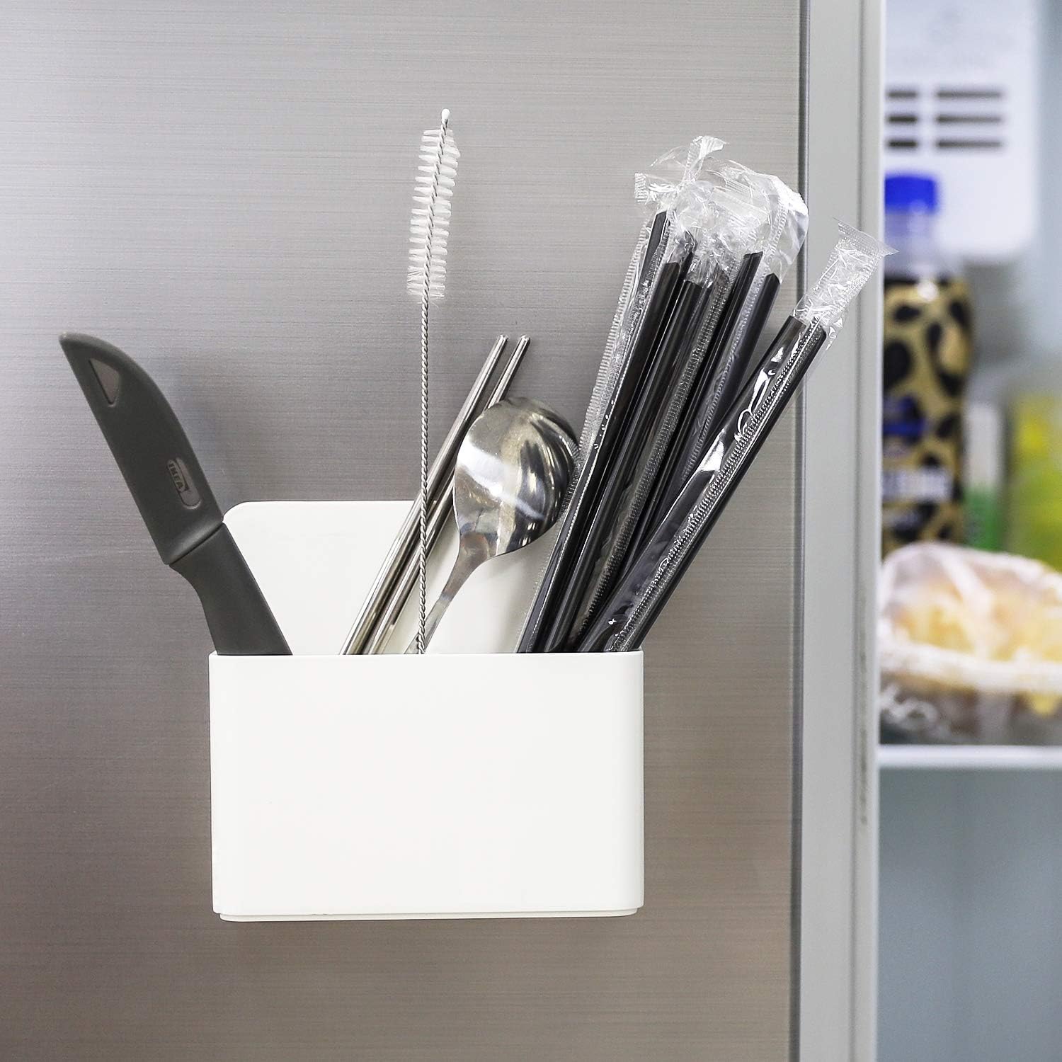 MoKo Magnetic Pen Holder, 2-Pack, Whiteboard Organizer, White | Magnetic dry erase marker holder has two adjustable compartments and an ABS body for whiteboards and refrigerators. - Image 5
