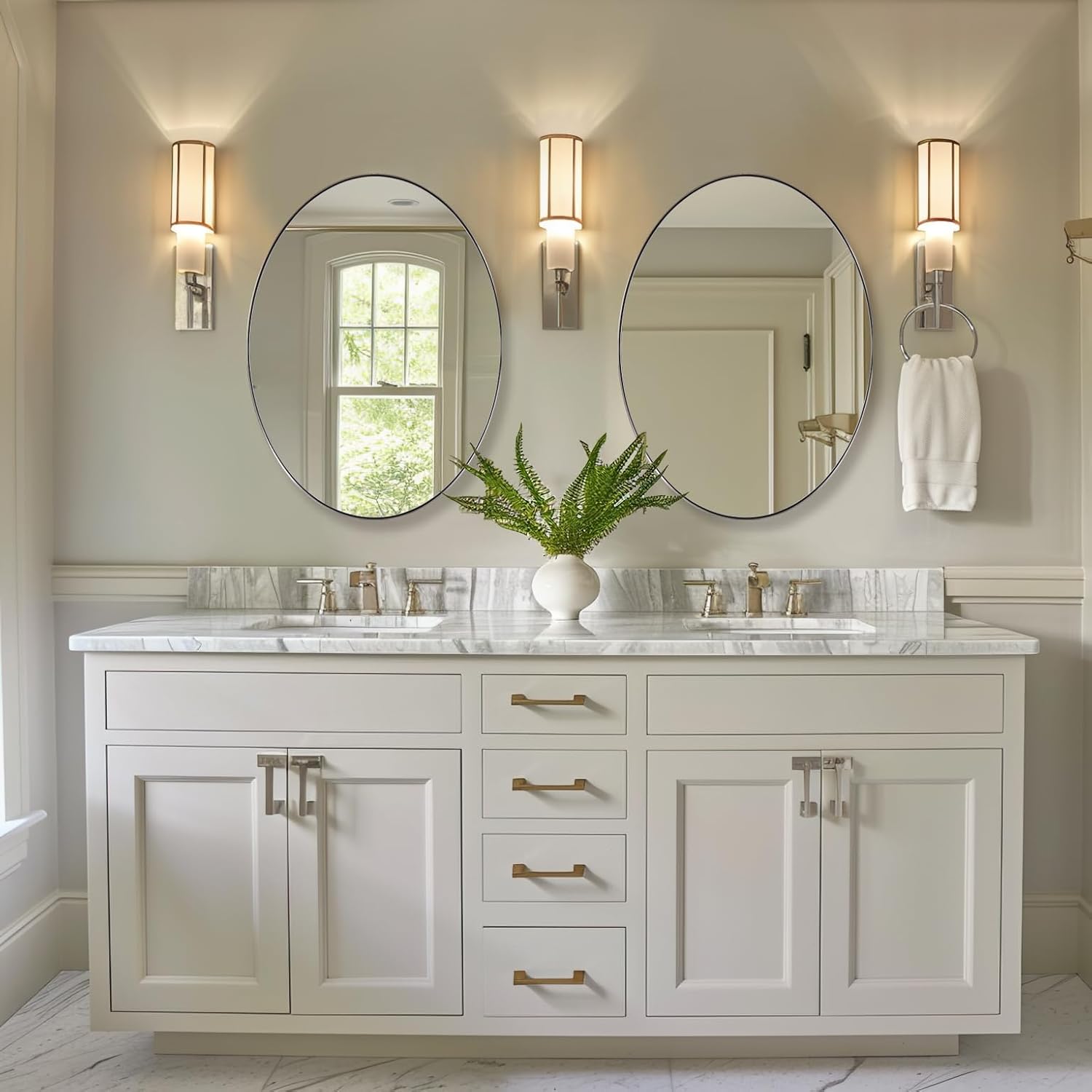ANDY STAR Brushed Nickel Oval Mirror,24 x 36 Inch Bathroom Mirror Brushed Nickel Stainless Steel Metal Frame, Oblong Mirror Pill Shaped Mirrors for Bathroom Wall Mount Horizontal or Vertical - Image 8