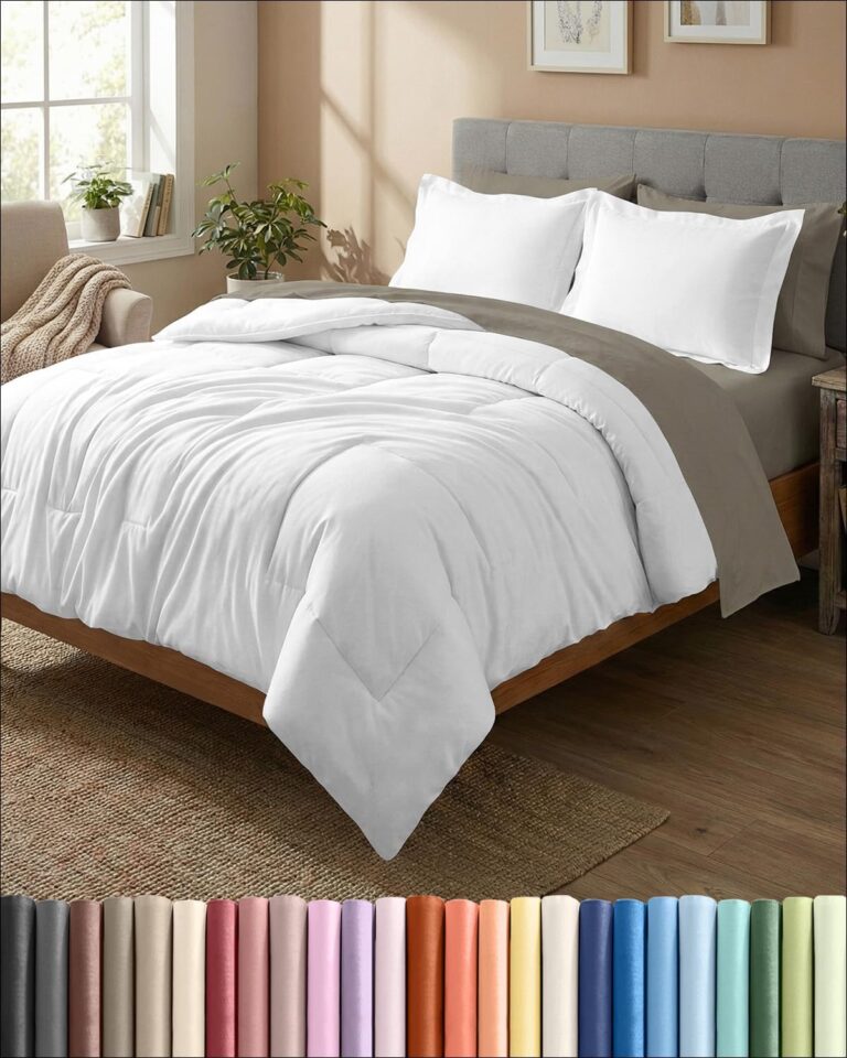 Queen Comforter Set - White Bedding for All Seasons - Soft 3 Piece Bed Set | 1 Lightweight Comforter (88" x 88") & 2 Pillow Shams (20" x 26") Box Stitched Down Alternative, Duvet Insert with Corner Tabs