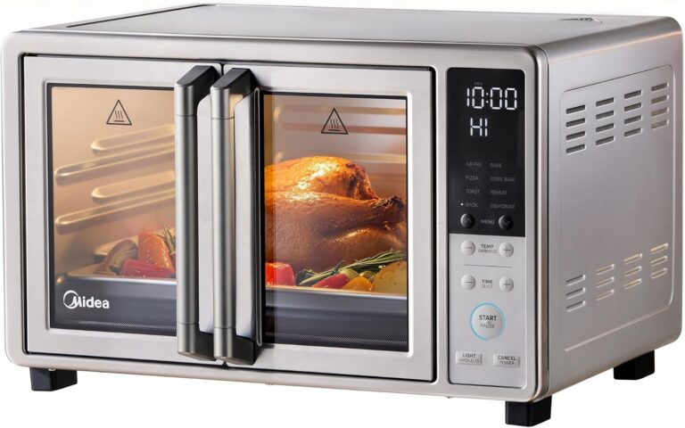 Midea Flexify Slim 8-in-1 French Door Toaster Oven Air Fryer Combo, 25QT | Compact Countertop Oven with Infrared SpeedHeat, Stainless Steel