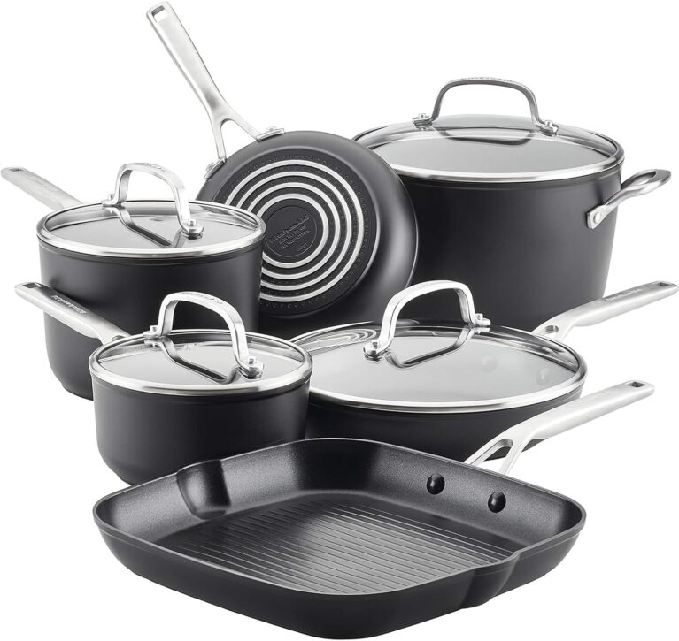 KitchenAid Hard-Anodized Induction Nonstick Cookware Pots and Pans Set | Induction cookware set, dishwasher safe pots and pans set, oven safe to 500Â°F, 10-piece, matte black