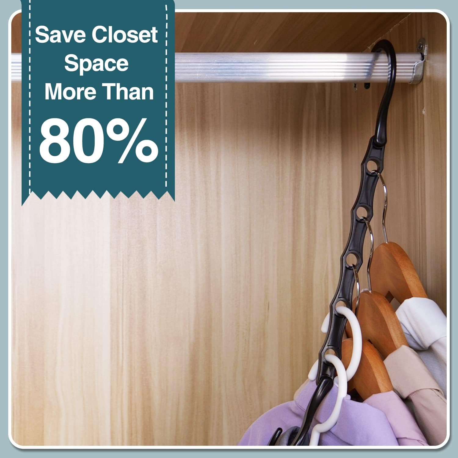 AMKUFO 6 Pack-Closet-Organizers-and-Storage, Space-Saving-Hangers Black | Magic-Hangers, Closer-Organizer-for-Closet-Organization, Space-Saver-Hanger-Organizer-for-Multipurpose, Dorm-Room-Essentials - Image 9