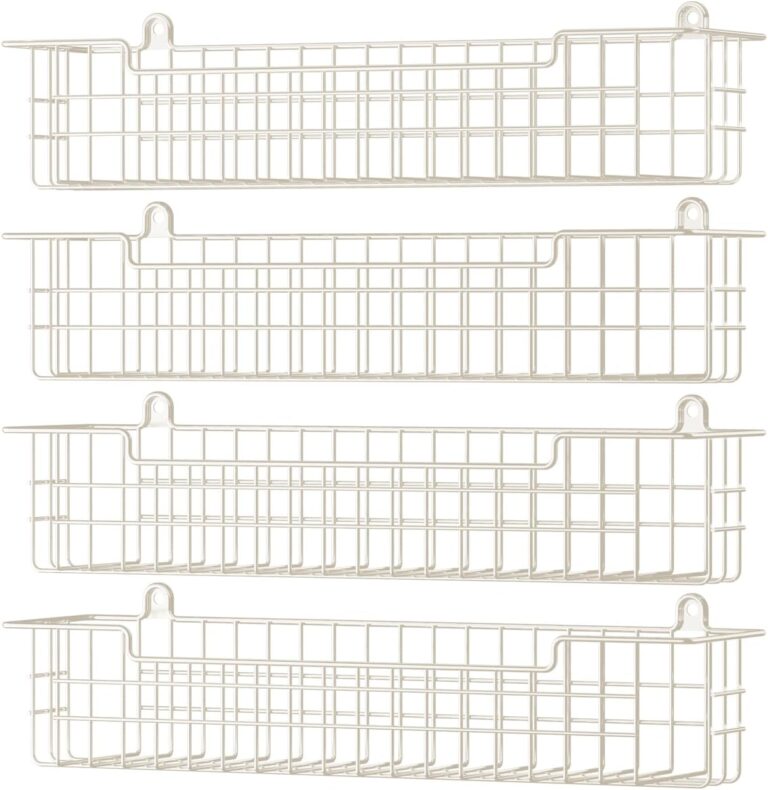 Spice Rack, 4-Pack Seasoning Organizer Wall Mount for Kitchen Storage Organization, Spice Holder Metal Shelf Saving Space for Cabinet, RV, Pantry, White